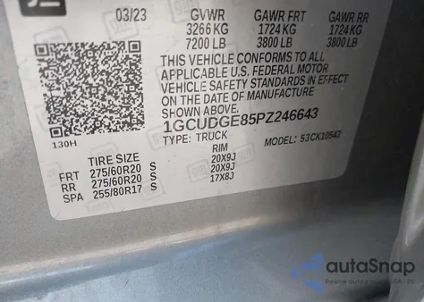 2023 Chevrolet Silverado 1500 4Wd Short Bed Ltz из США, поврежденный, VIN 1GCUDGE85PZ246643